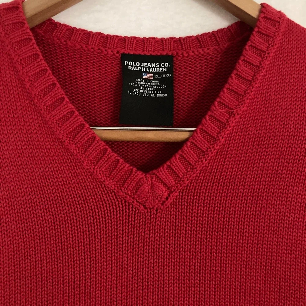 Vtg Polo Jean Ralph Lauren Knit Sweater Vest Men XL Golf Preppy Ivy Academia Y2K